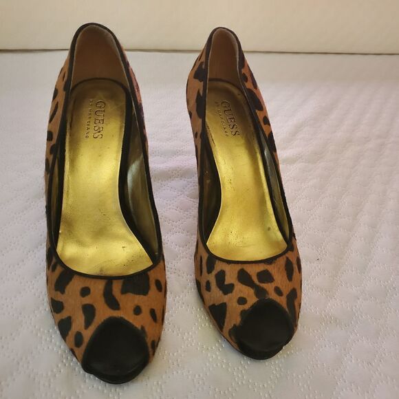Guess By Marciano Pony Hair Animal Print Heels Size 8 - Picture 2 of 8
